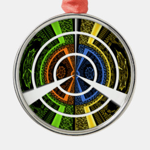 Colourful Radial Art Print Metal Tree Decoration