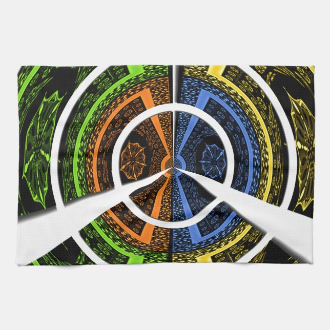 Colourful Radial Art Print Tea Towel (Horizontal)