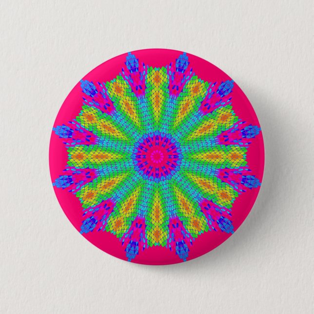 Colourful Radial Pattern: 6 Cm Round Badge (Front)