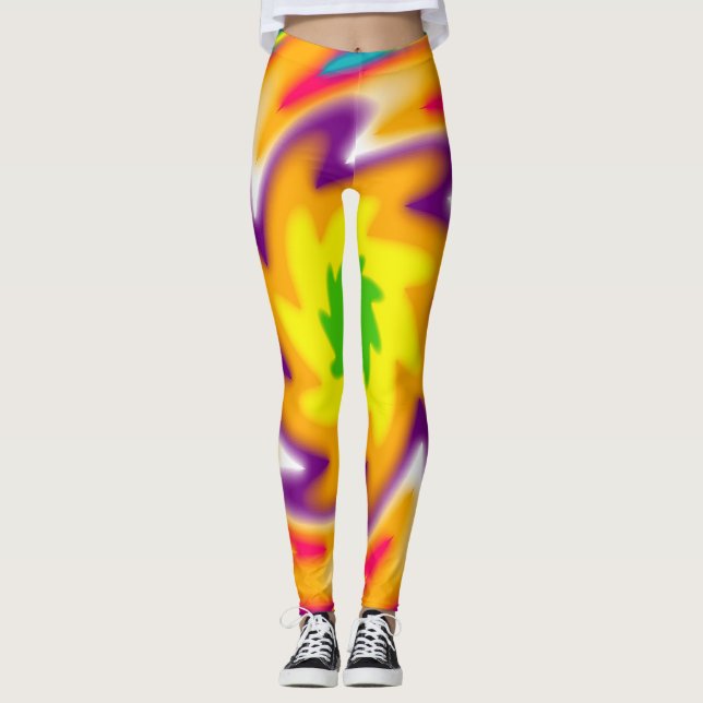 Colourful radial pattern leggings (Front)