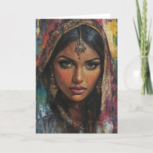 Colourful Radiant Indian Woman Spiral Thank You Card