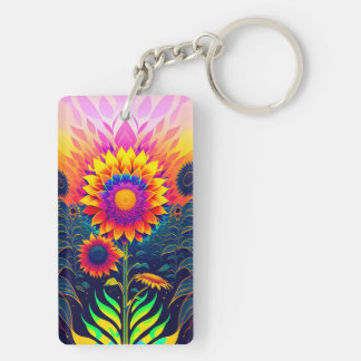 Colourful, Radiant Sunflowers Acrylic Keychain