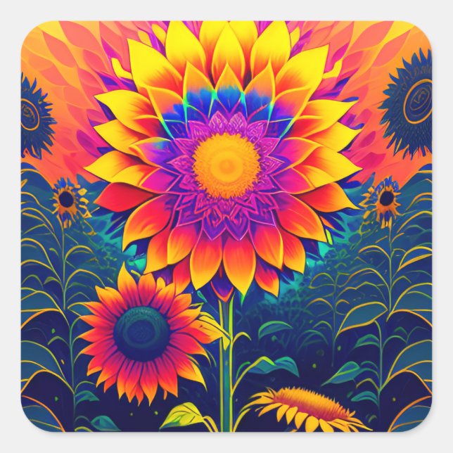 Colourful, Radiant Sunflowers Sticker (Front)