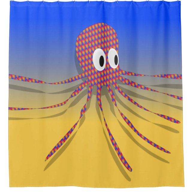 Colourful Rag Octopus Shower Curtain (Front)