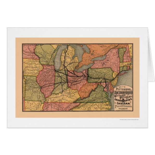 Colourful Railroad Map 1874 (Front Horizontal)