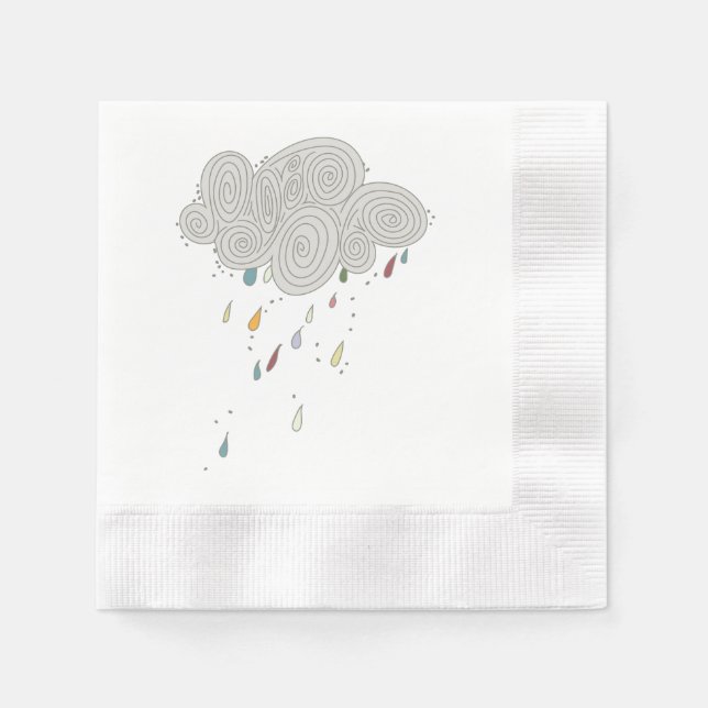 Colourful Rain Cloud Cocktail Paper Napkins (Front)