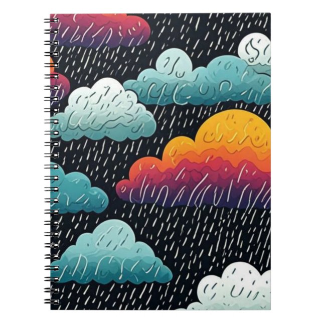 Colourful Rain Cloud Pattern Art Notebook (Front)