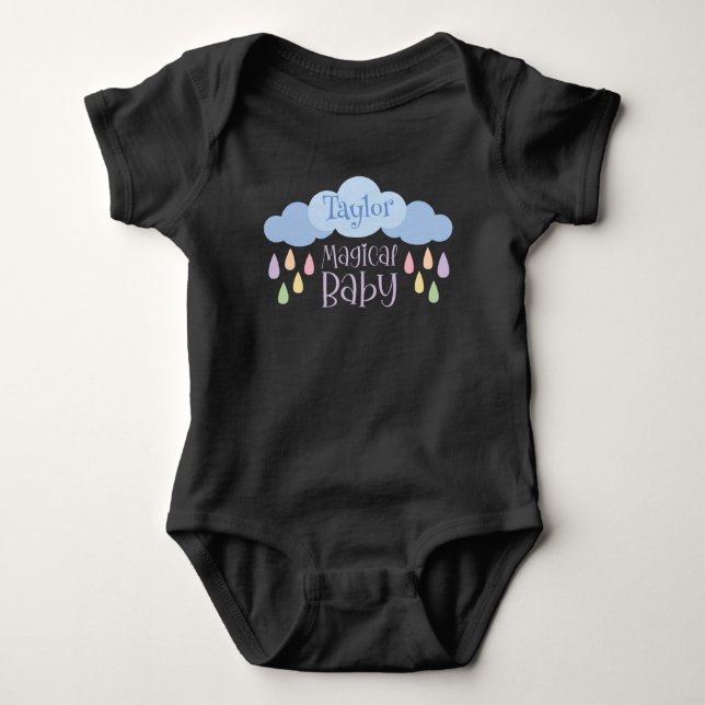 Colourful Rain Drops And Clouds Magical Baby Bodysuit (Front)
