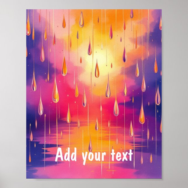 Colourful Rain Drops Nature Watercolor Poster (Front)