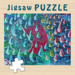 Colourful Rain Drops Painting on a Graffiti Wall - Jigsaw Puzzle