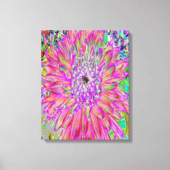 Colourful Rainbow Abstract Decorative Dahlia Flowe Canvas Print (Front)