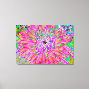 Colourful Rainbow Abstract Decorative Dahlia Flowe Canvas Print