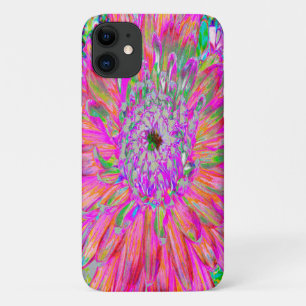 Colourful Rainbow Abstract Decorative Dahlia Flowe iPhone 11 Case