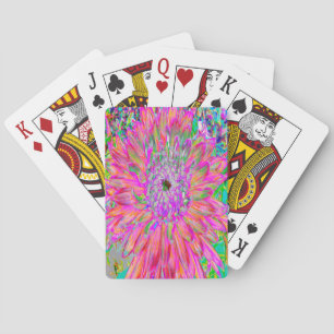 Colourful Rainbow Abstract Decorative Dahlia Flowe Playing Cards