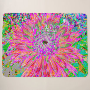 Colourful Rainbow Abstract Decorative Dahlia Flowe Sherpa Blanket