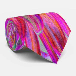 Colourful Rainbow Abstract Decorative Dahlia Flowe Tie