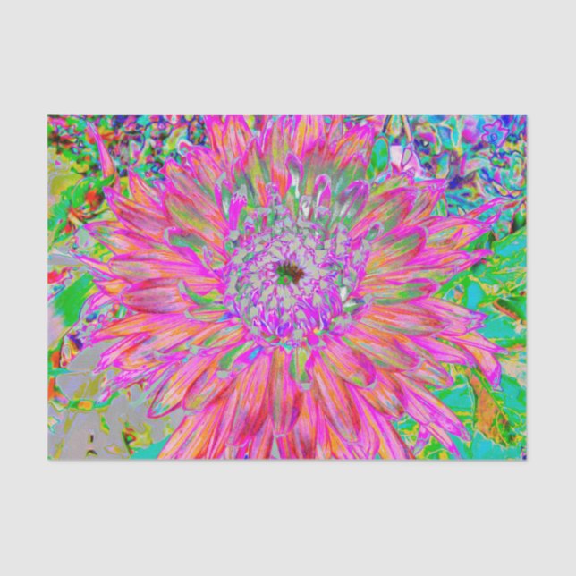 Colourful Rainbow Abstract Decorative Dahlia Flowe Tissue Paper (Front)