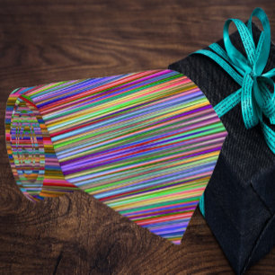 Colourful Rainbow Abstract Stripes Geometric Nerdy Tie