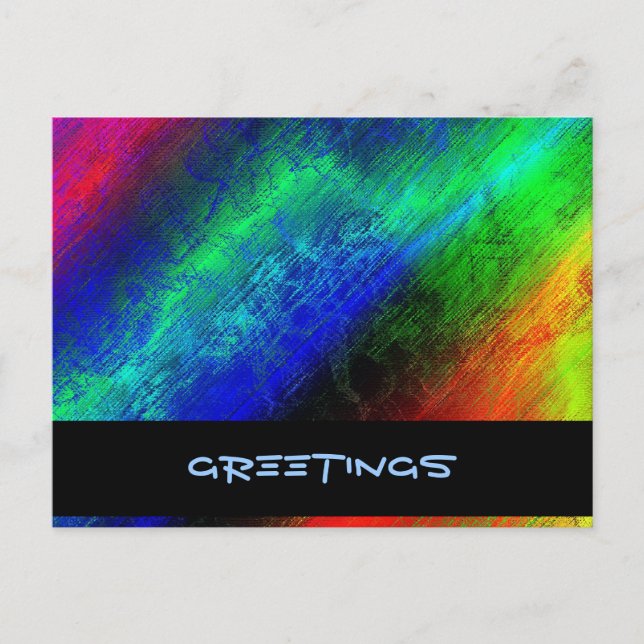 colourful rainbow abstract texture greetings postcard (Front)