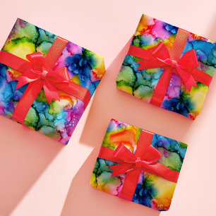 Colourful Rainbow Abstract Tie Dye Wrapping Paper Sheet