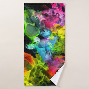Colourful Rainbow Abstract Watercolor Ink Bath Towel Set