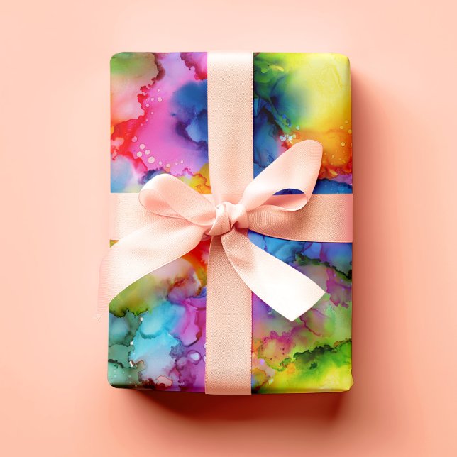 Colourful Rainbow Abstract Watercolor Wrapping Paper (Creator Uploaded)