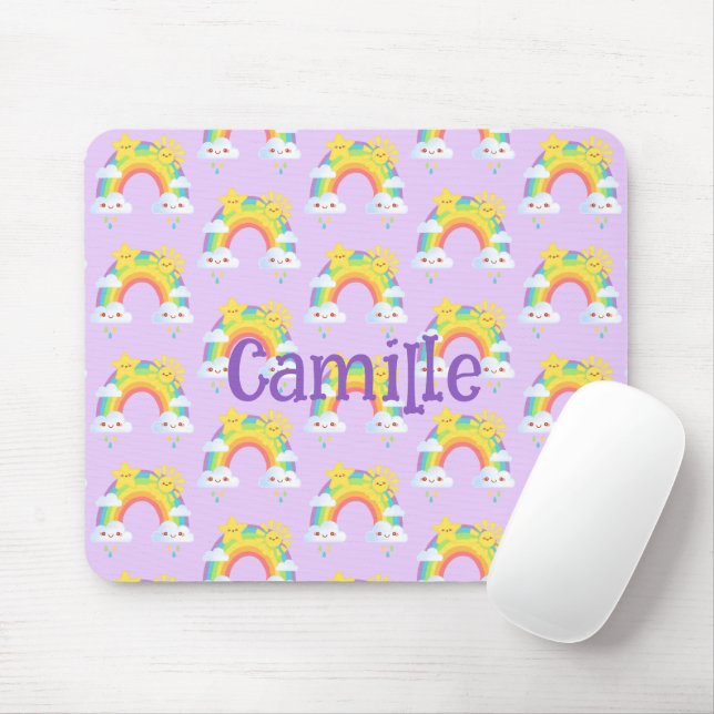 Colourful Rainbow Aesthetic Mouse Mat (With Mouse)