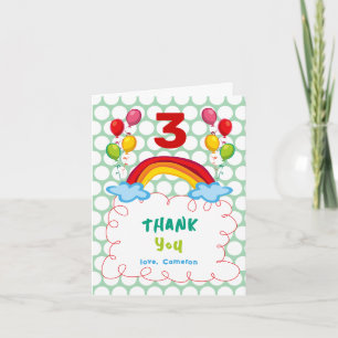Colourful Rainbow And Balloons Photo Kid's Birthda Thank You Card