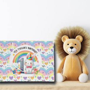 Colourful Rainbow and Bunny 1st Birthday Party Large Gift Bag