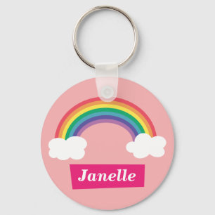 Colourful Rainbow and clouds, for Little Girls Key Ring