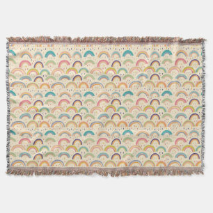 Colourful Rainbow and Diamond Seamless Pattern Throw Blanket
