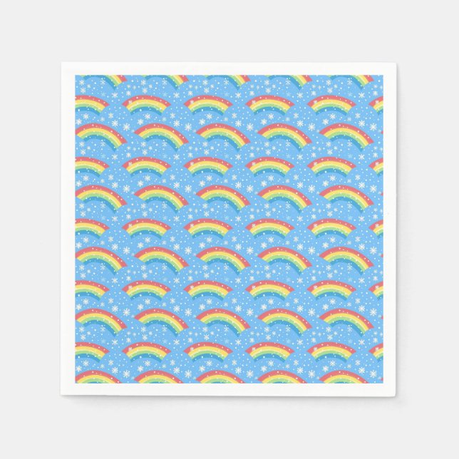 Colourful Rainbow and Snowflake Pattern Napkin (Front)