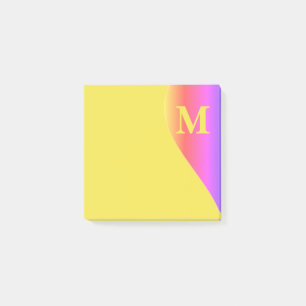 Colourful Rainbow and Yellow with Monogram Post-it Notes