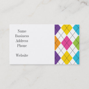 Colourful Rainbow Argyle Diamond Pattern Teen Business Card