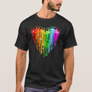Colourful Rainbow Autism Watercolor Heart T-Shirt