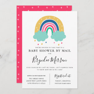 Colourful Rainbow Baby Shower By Mail Invitation