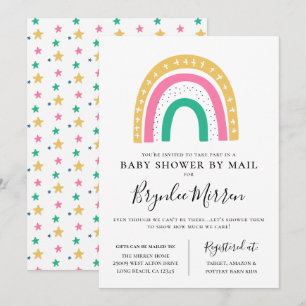 Colourful Rainbow Baby Shower By Mail Invitation