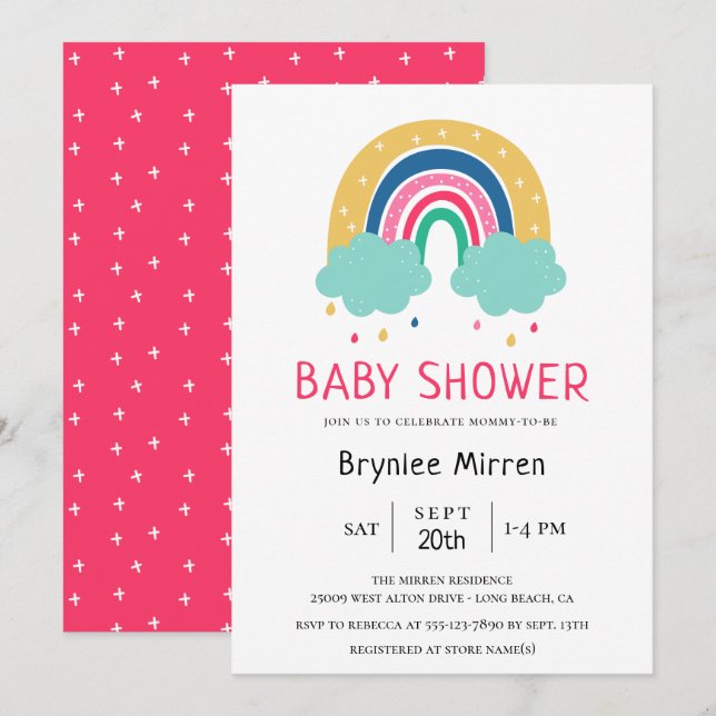 Colourful Rainbow Baby Shower Invitation (Front/Back)