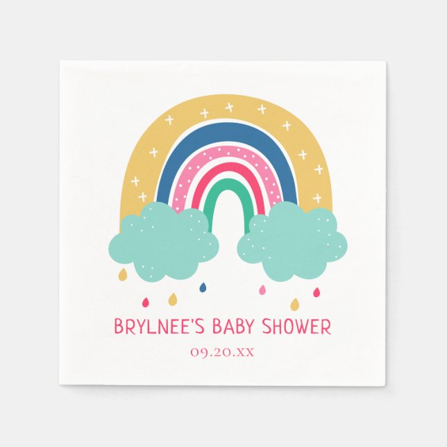 Colourful Rainbow Baby Shower Napkin (Front)