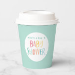 Colourful rainbow baby shower party paper cups<br><div class="desc">Colourful rainbow baby shower party design. Ideal for baby girl,  boy,  surprise or gender reveal baby shower. With its fun bright colourful design featuring stripes and polka dots this timeless classic is sure to look good at your party. Part of a co-odinating design.</div>
