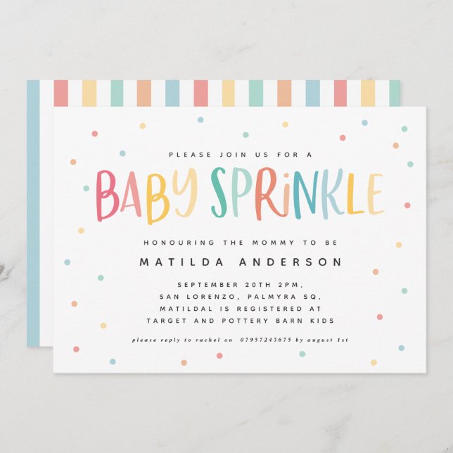Colourful rainbow baby sprinkle gender neutral fun (Front/Back)