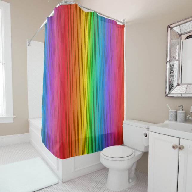 Colourful Rainbow Background Shower Curtain (In Situ)