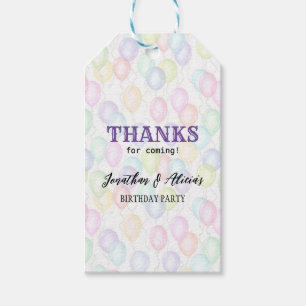 Colourful Rainbow Balloon Joint Birthday Party  Gift Tags