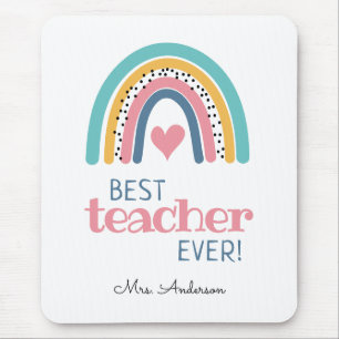 Colourful Rainbow Best Teacher Ever Tote Bag Mouse Mat