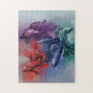 Colourful Rainbow Betta Fish green red blue purple Jigsaw Puzzle