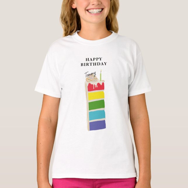 Colourful Rainbow Birthday Party T-Shirt (Front)