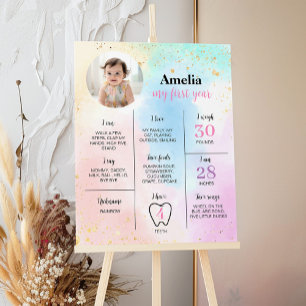 Colourful Rainbow Birthday Photo Milestone Poster