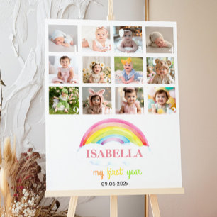 Colourful Rainbow Birthday Photo Milestone Poster