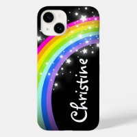 Colourful rainbow black starry sky graphic