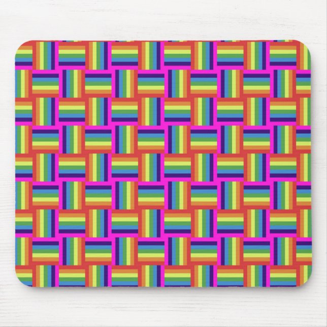 Colourful Rainbow Block Pattern Mouse Mat (Front)